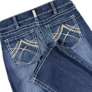 Ariat Real Denim Jeans Women 30S Lakeshore Low-Rise Boot Rosy Whipstitch Western